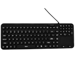 Klawiatura przemysłowa silikonowa, podświetlana. Model SK204-TP-BL-B, USB, IP68, czarny