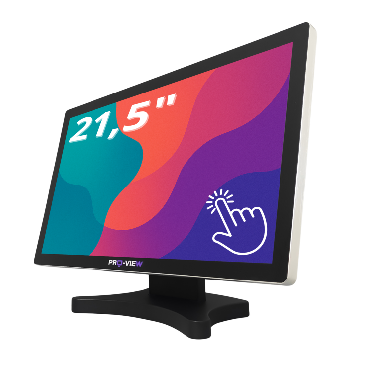 Monitor POS dotykowy przemysłowy 21.5", FULL HD, IPS, 250cd/m2, 3000:1, pojemnościowy. Model M2150-COF-HV z podstawką