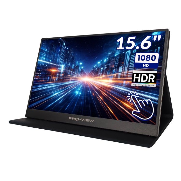 Przenośny Monitor 15.6" FULLHD, Pro-View, IPS, HDR, VESA, USB-C, Do laptopa. Model PM1560XTS-TOUCH